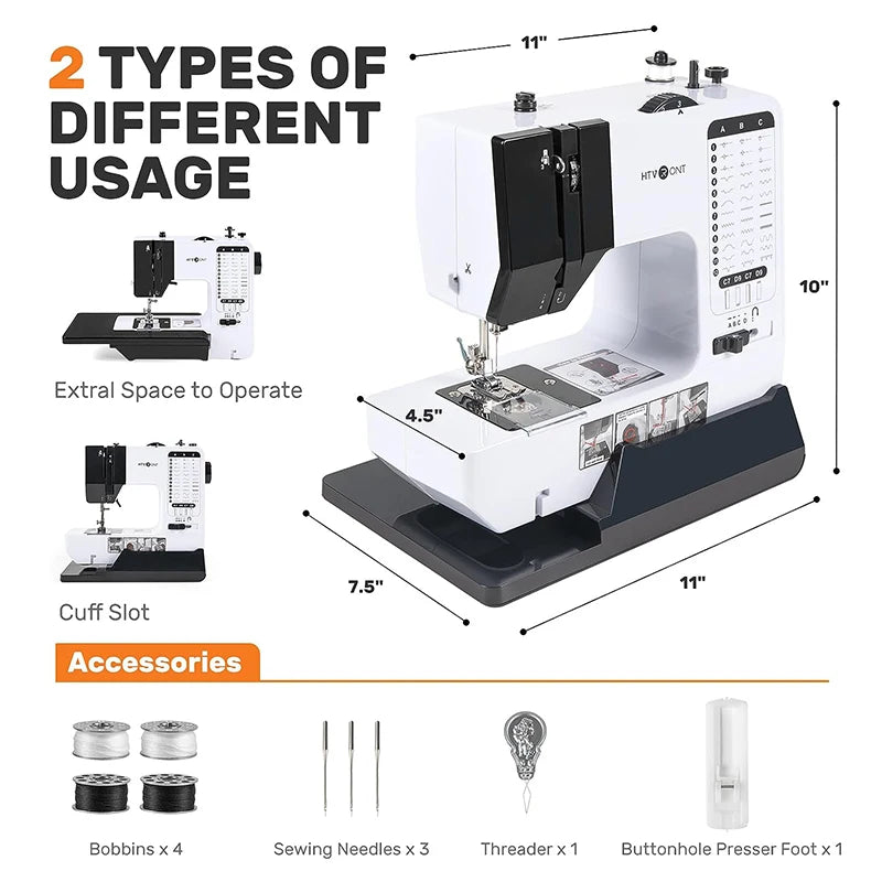 Mini Sewing Machine Portable Replaceable Presser Foot 38 Stitches Overlock Knitting Start Button Electric With Pedal Table
