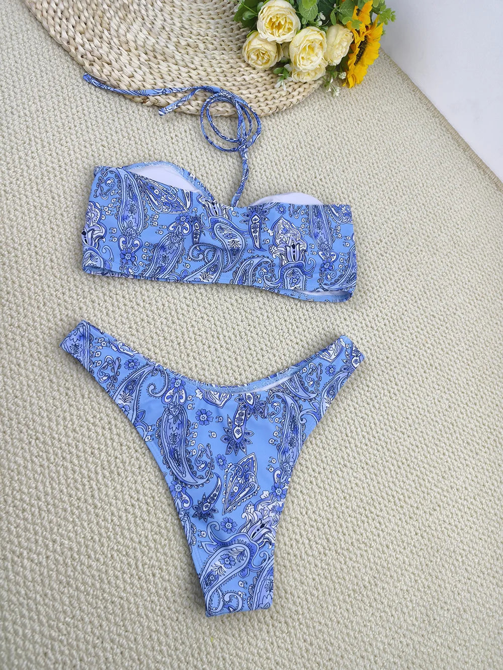 Women's Paisley Bikini Set Pareo With Skirt sarong Sexy Bohemian Beach Dress Beachwear Two-Piece Swimsuit Cover-Up Summer Outfit