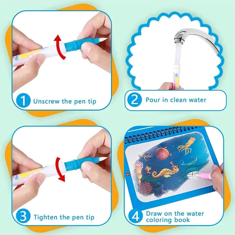 Magic Water Painting Book For Kids Baby Games Toys Montessori Coloring Books Baby Paint Educational Toys For Baby 1 2 3 Years