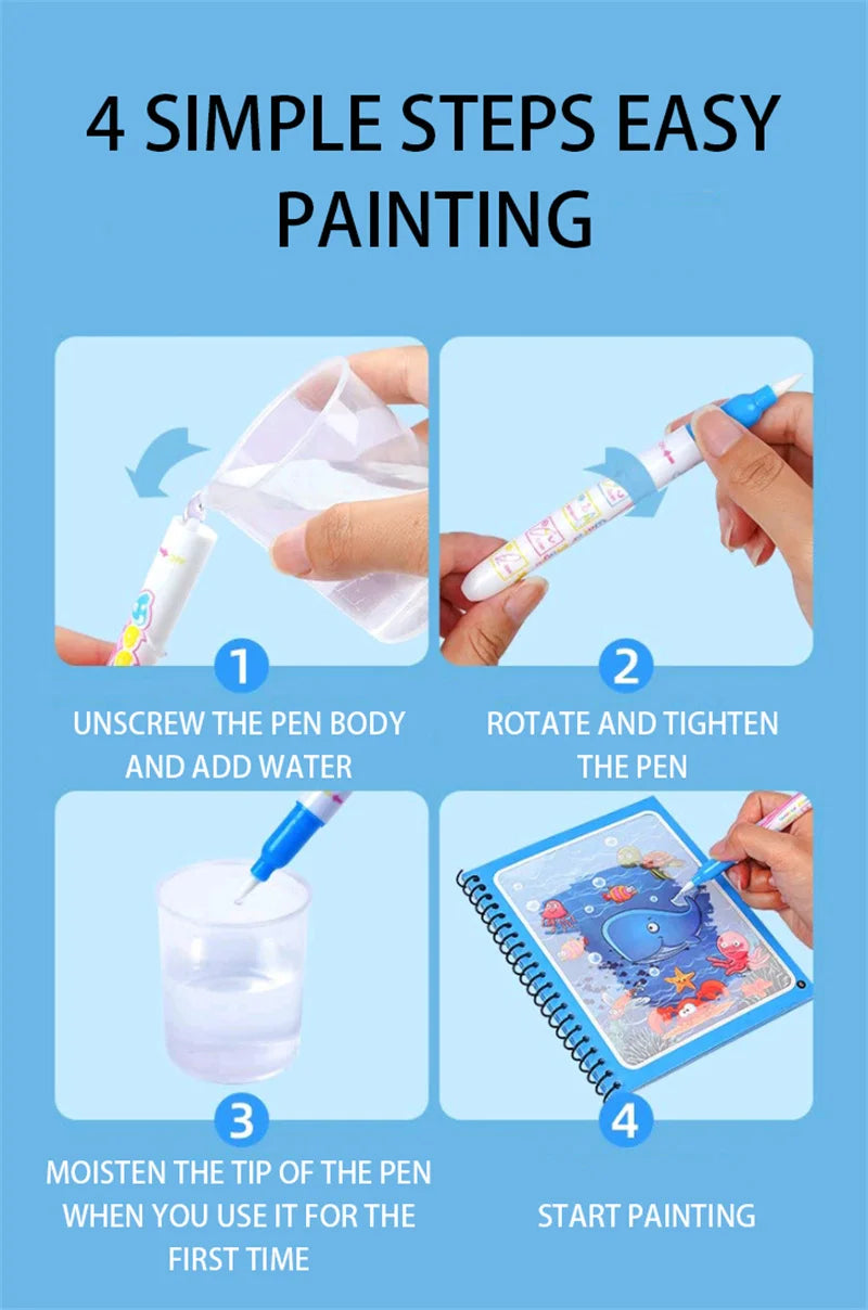 Magic Water Painting Book For Kids Baby Games Toys Montessori Coloring Books Baby Paint Educational Toys For Baby 1 2 3 Years