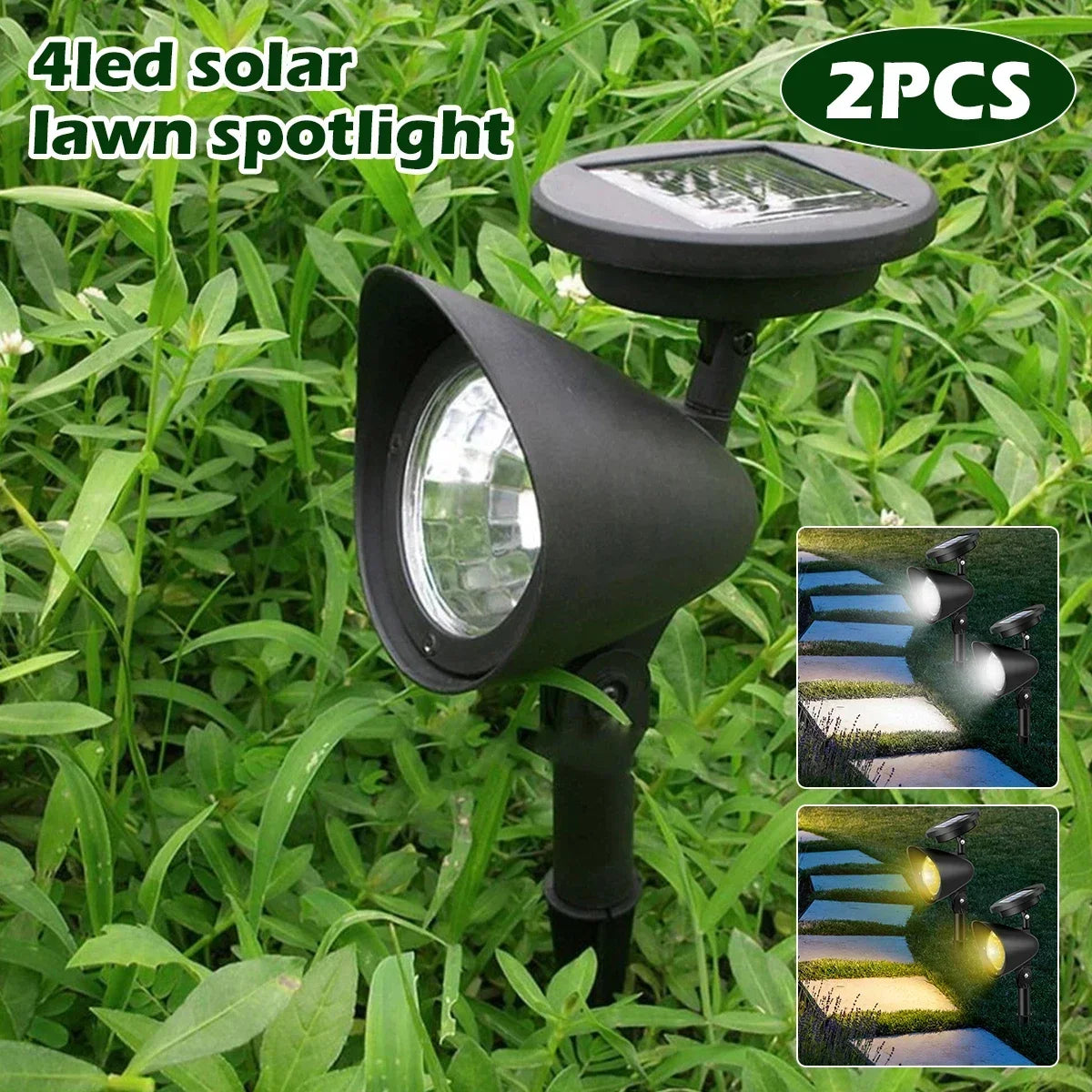 4 /9LED Solar Spotlight Garden Reflector Lamp Power Outdoor Lighting Waterproof Lawn Lamp Courtyard Landscape Decor Solar Light