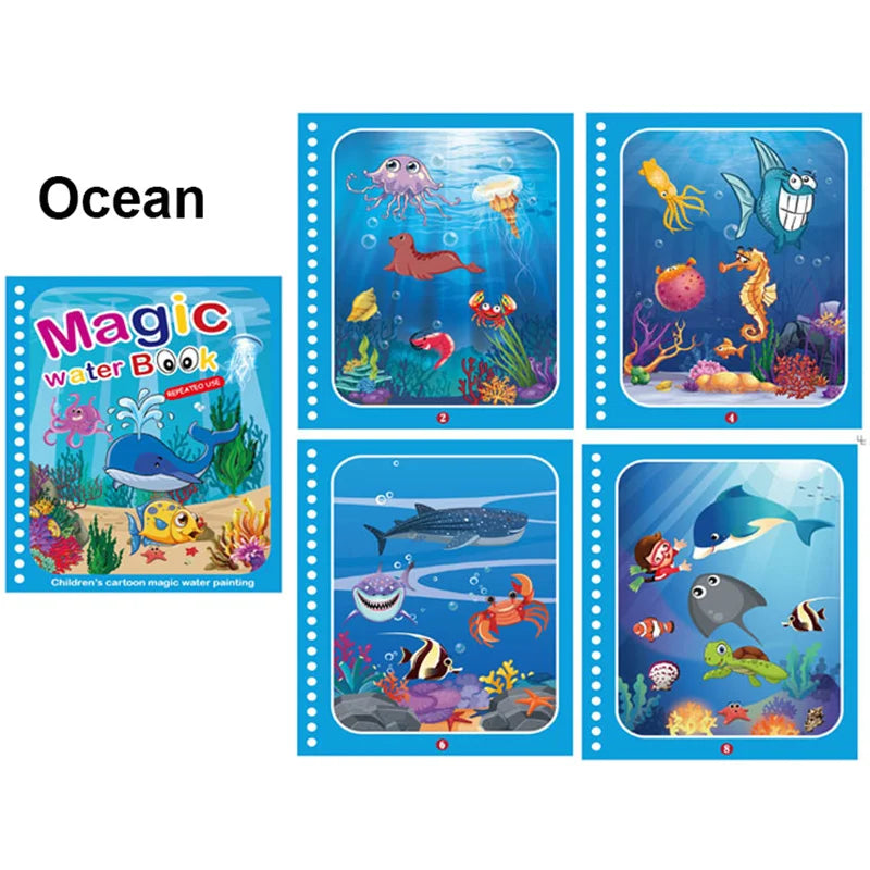 Magic Water Painting Book For Kids Baby Games Toys Montessori Coloring Books Baby Paint Educational Toys For Baby 1 2 3 Years