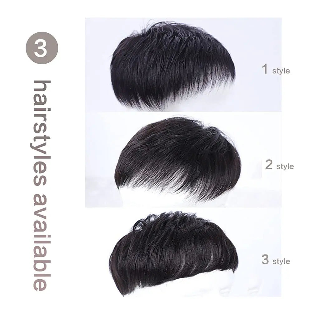 HAIRTIME Natural Black Mens Hair Topper Wig-4inch Short Human Hair Toupee with Secure Clips for Daily Use 16x18cm