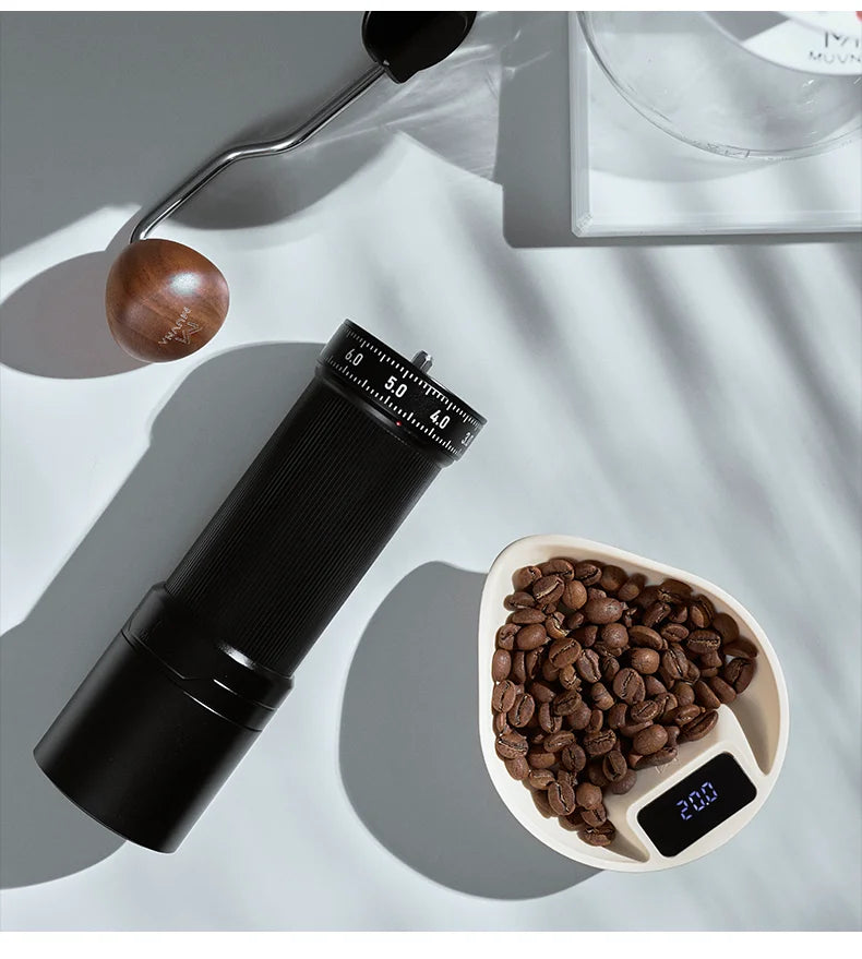 MUVNA Electronic Scale Bean Tray Espresso LED Weighing 0.1g ABS Electronic ScaleHigh Precision Measures Black Beige