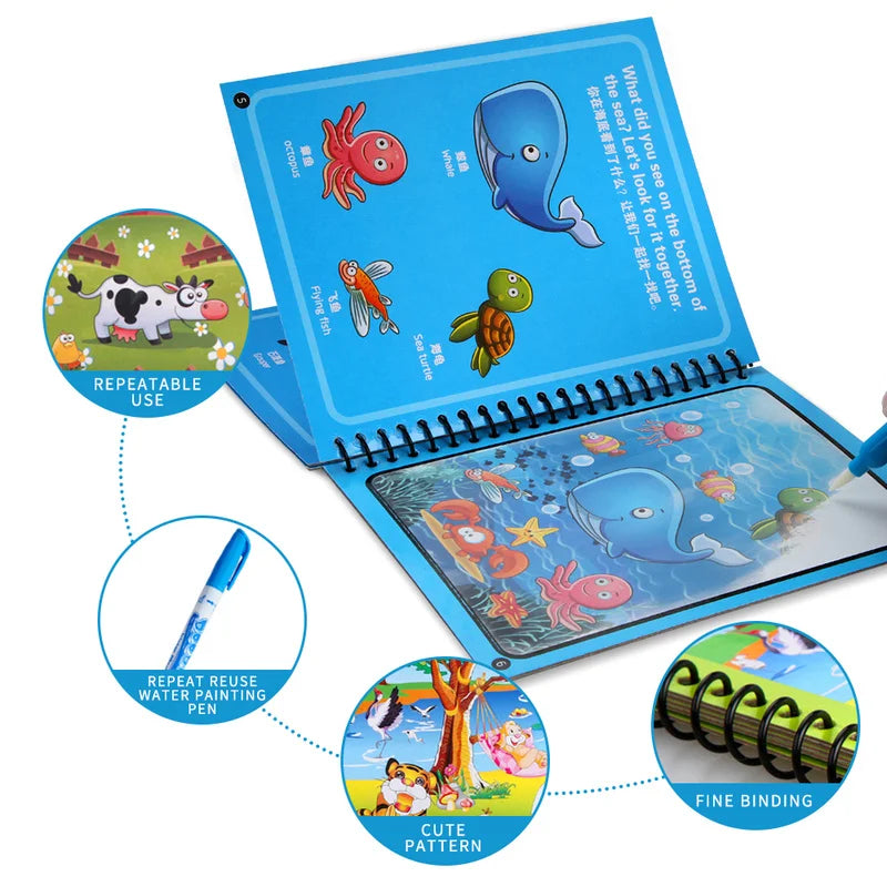 Magic Water Painting Book For Kids Baby Games Toys Montessori Coloring Books Baby Paint Educational Toys For Baby 1 2 3 Years