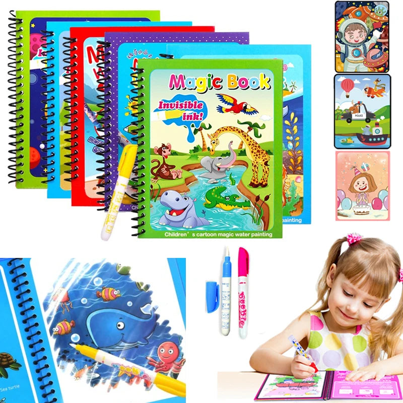 Magic Water Painting Book For Kids Baby Games Toys Montessori Coloring Books Baby Paint Educational Toys For Baby 1 2 3 Years