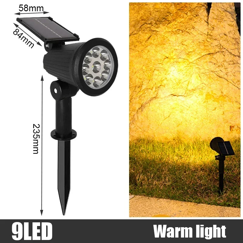 4 /9LED Solar Spotlight Garden Reflector Lamp Power Outdoor Lighting Waterproof Lawn Lamp Courtyard Landscape Decor Solar Light