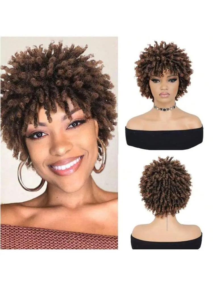 Short synthetic Wig for Black Women and Men Afro Faux Dreads Wig Heat Resistant Short Braided Wigs for Black Women