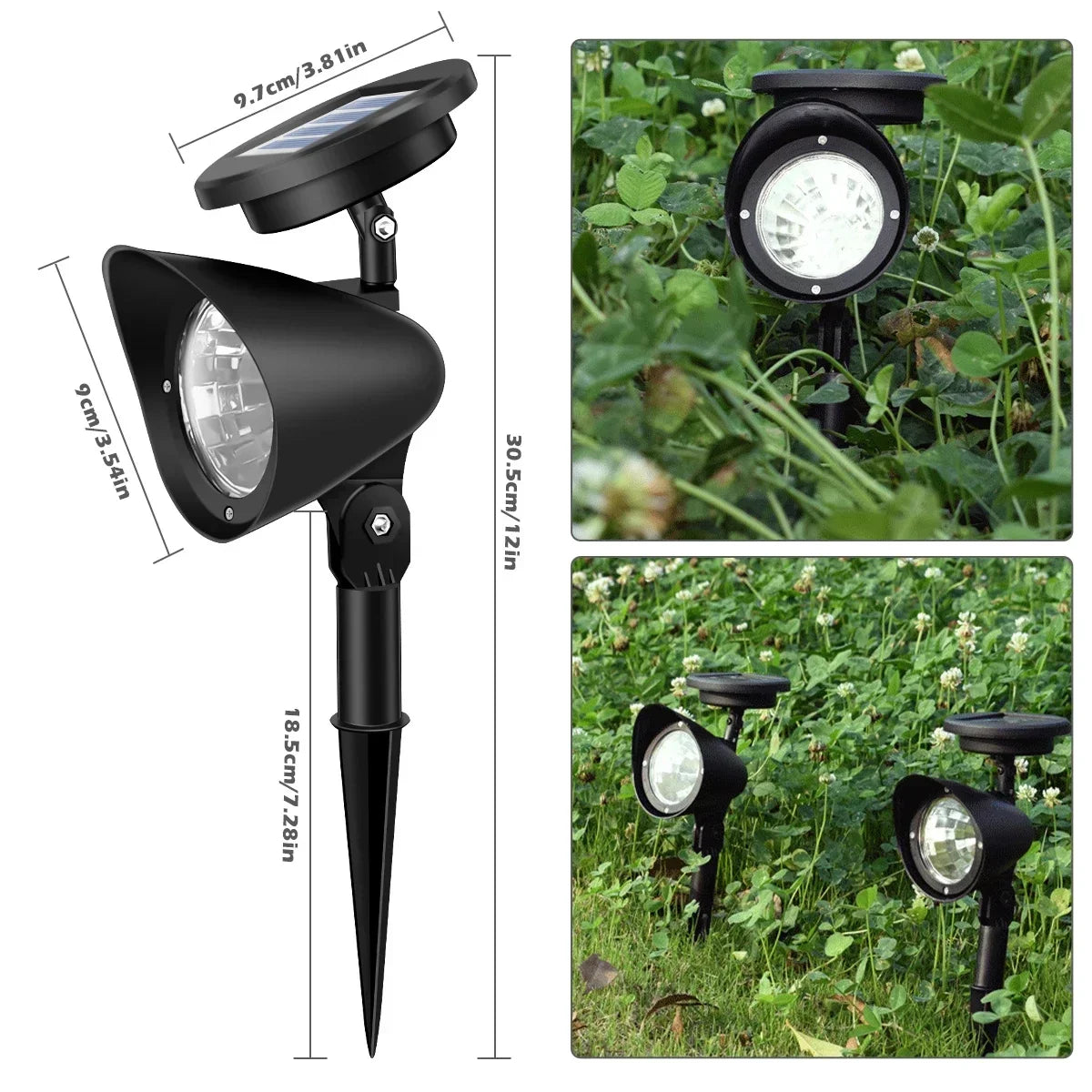 4 /9LED Solar Spotlight Garden Reflector Lamp Power Outdoor Lighting Waterproof Lawn Lamp Courtyard Landscape Decor Solar Light