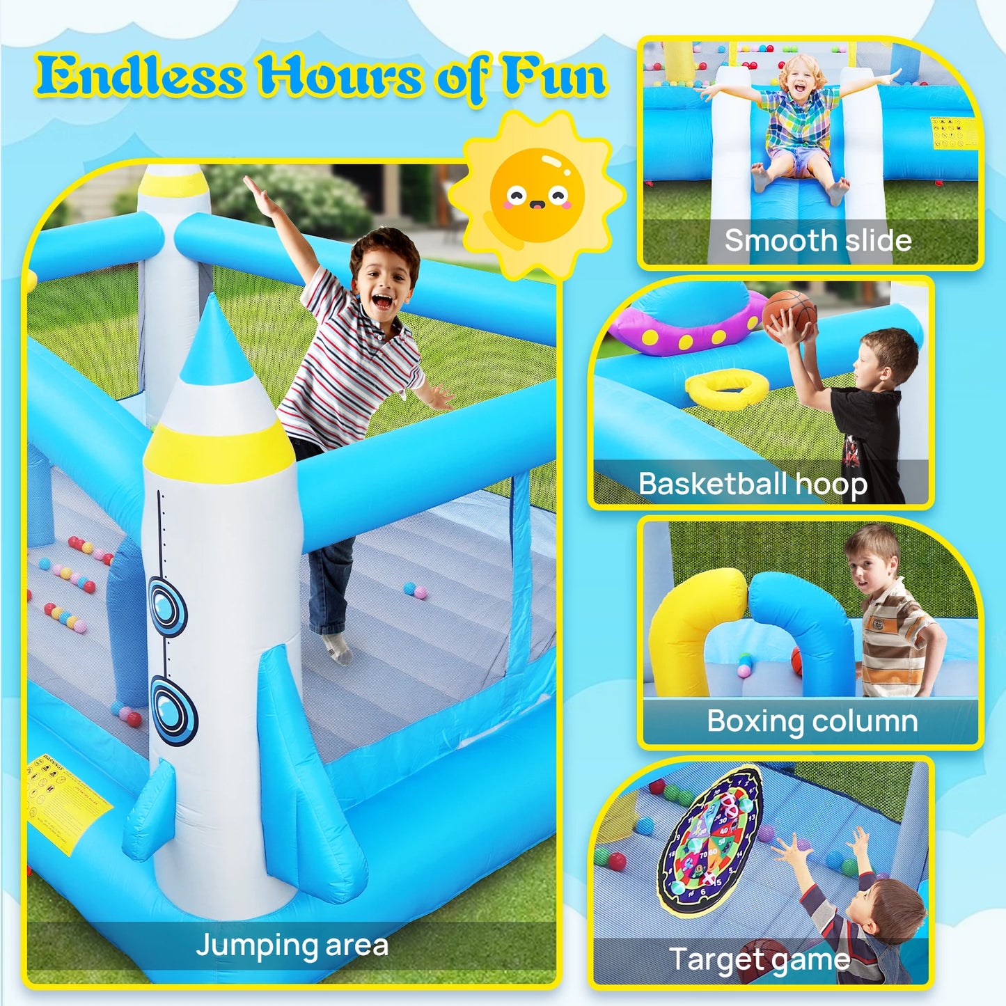 Inflatable Slide Bouncer Combo with ETL Certified Blower, Multifunctional, Easy Setup,Safe Kids Outdoor Play Set
