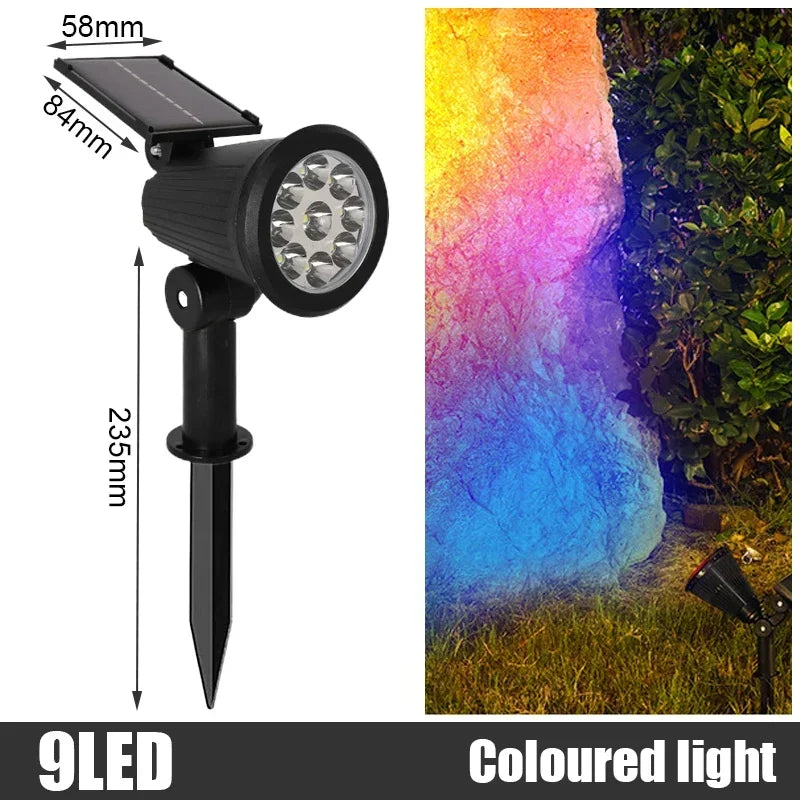4 /9LED Solar Spotlight Garden Reflector Lamp Power Outdoor Lighting Waterproof Lawn Lamp Courtyard Landscape Decor Solar Light