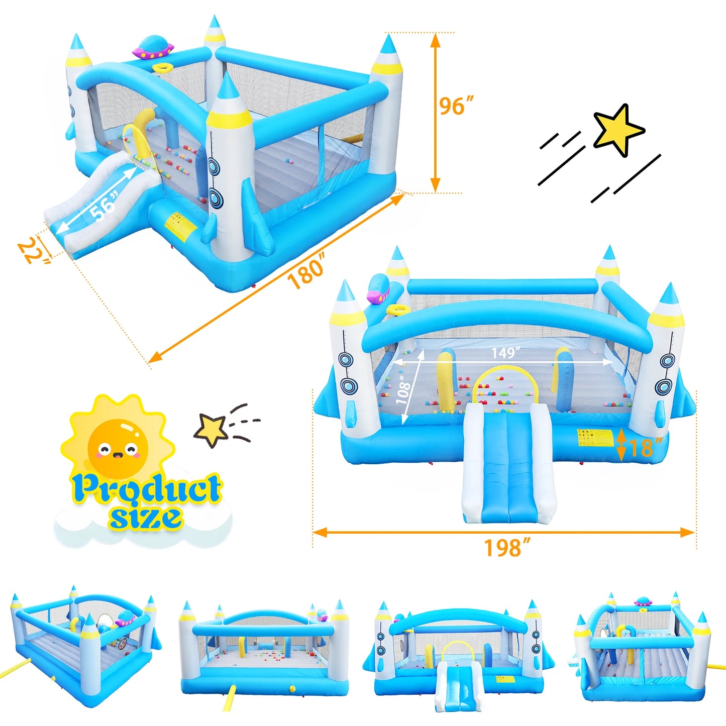 Inflatable Slide Bouncer Combo with ETL Certified Blower, Multifunctional, Easy Setup,Safe Kids Outdoor Play Set