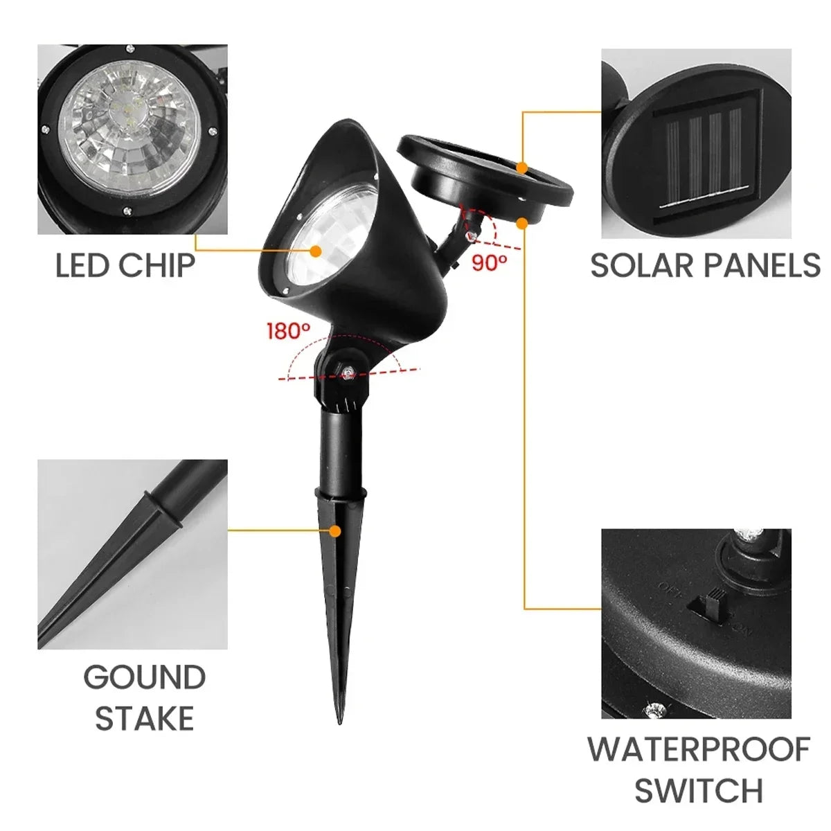 4 /9LED Solar Spotlight Garden Reflector Lamp Power Outdoor Lighting Waterproof Lawn Lamp Courtyard Landscape Decor Solar Light