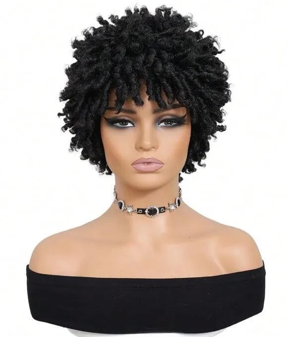 Short synthetic Wig for Black Women and Men Afro Faux Dreads Wig Heat Resistant Short Braided Wigs for Black Women