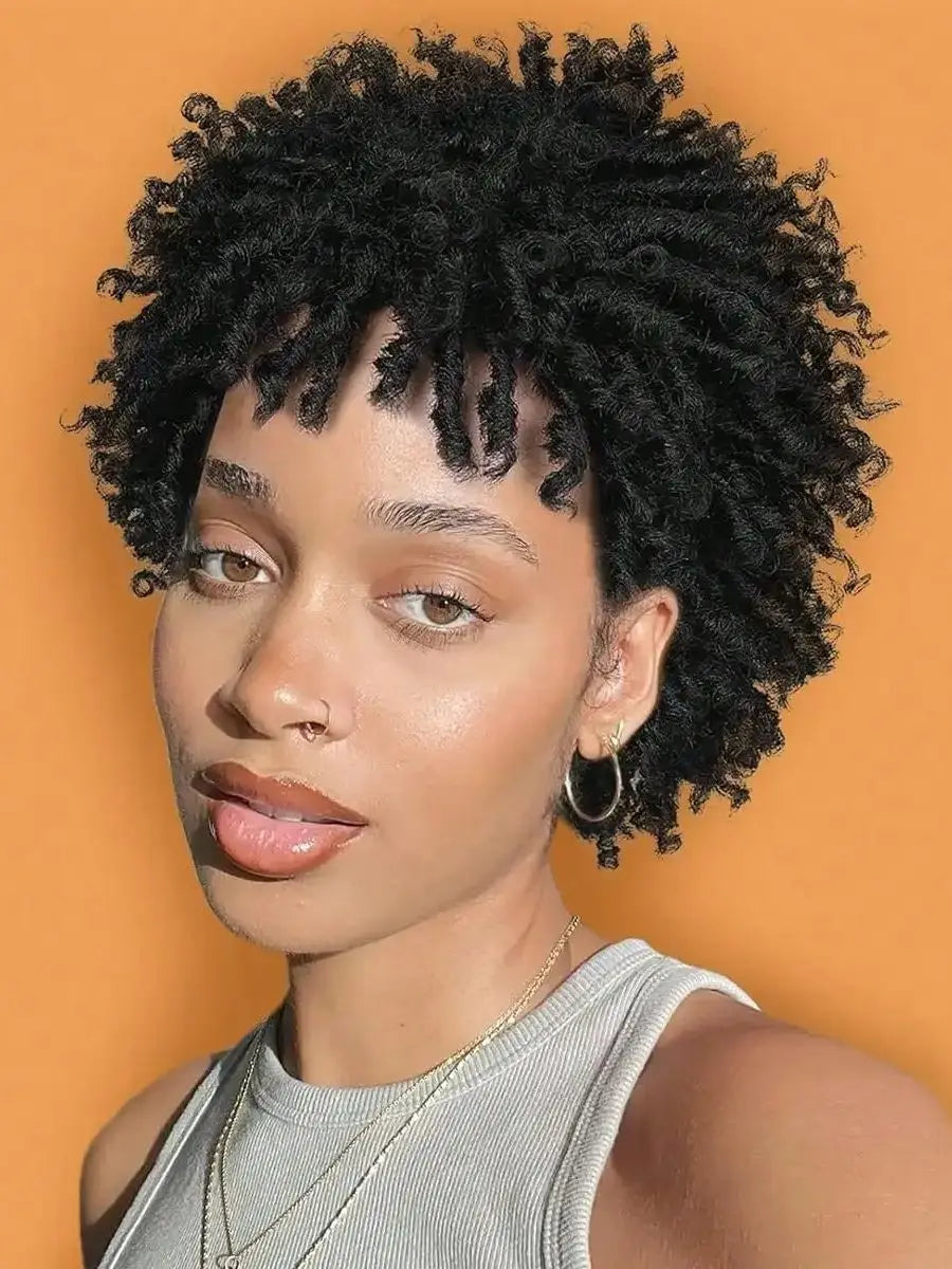 Short synthetic Wig for Black Women and Men Afro Faux Dreads Wig Heat Resistant Short Braided Wigs for Black Women