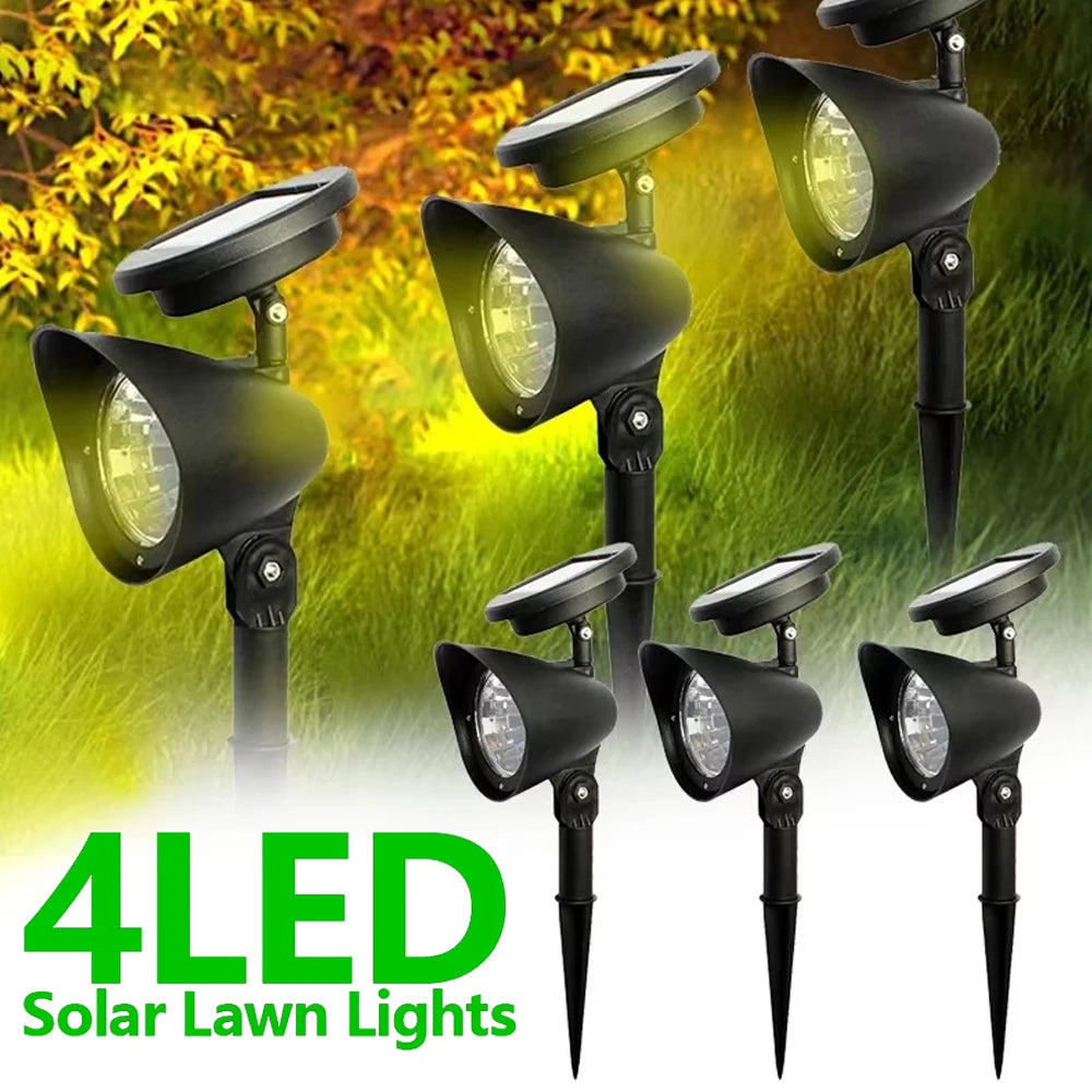 4 /9LED Solar Spotlight Garden Reflector Lamp Power Outdoor Lighting Waterproof Lawn Lamp Courtyard Landscape Decor Solar Light