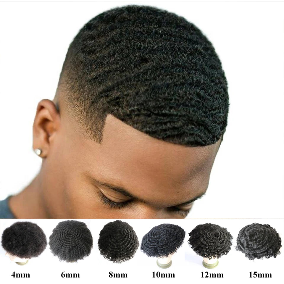 Lace Pu Toupee Hair Men 25mm Curly Wig Human Hair OCT French Lace Male Hair Prosthesis Natural Man Wig Hair System Wig For Men
