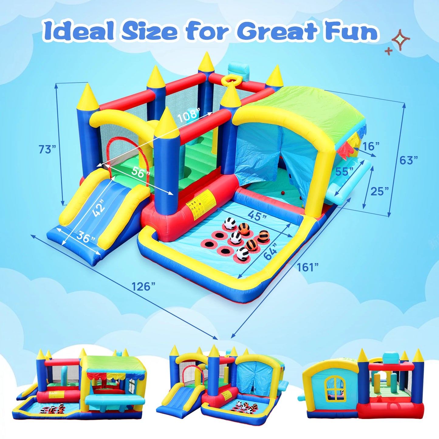 Inflatable Slide Bouncer Combo with ETL Certified Blower, Multifunctional, Easy Setup,Safe Kids Outdoor Play Set