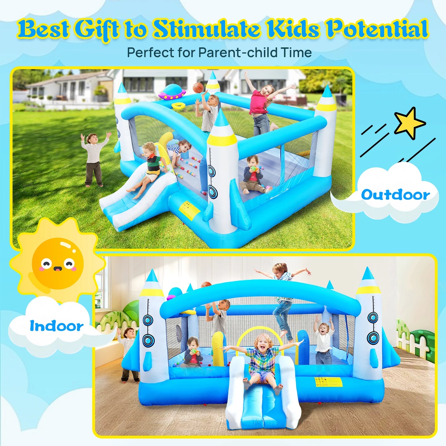 Inflatable Slide Bouncer Combo with ETL Certified Blower, Multifunctional, Easy Setup,Safe Kids Outdoor Play Set