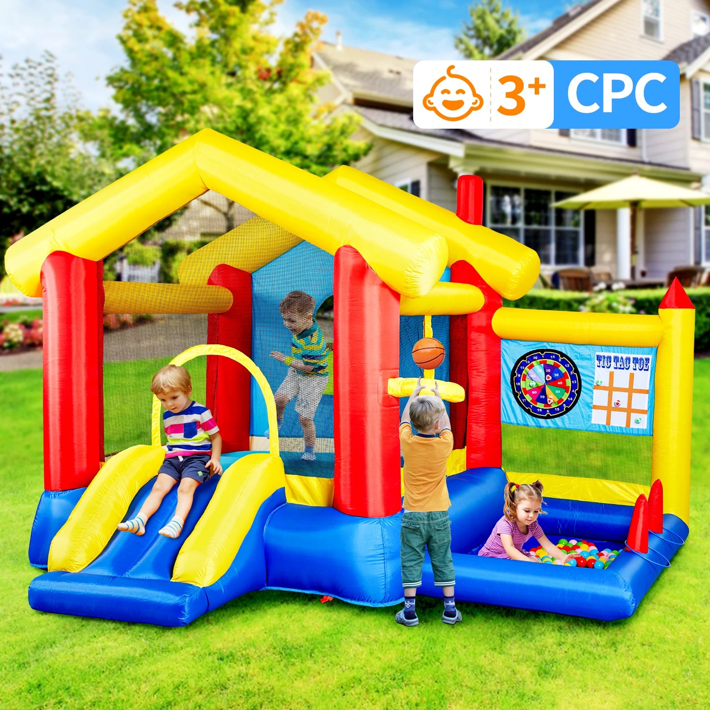 Inflatable Slide Bouncer Combo with ETL Certified Blower, Multifunctional, Easy Setup,Safe Kids Outdoor Play Set
