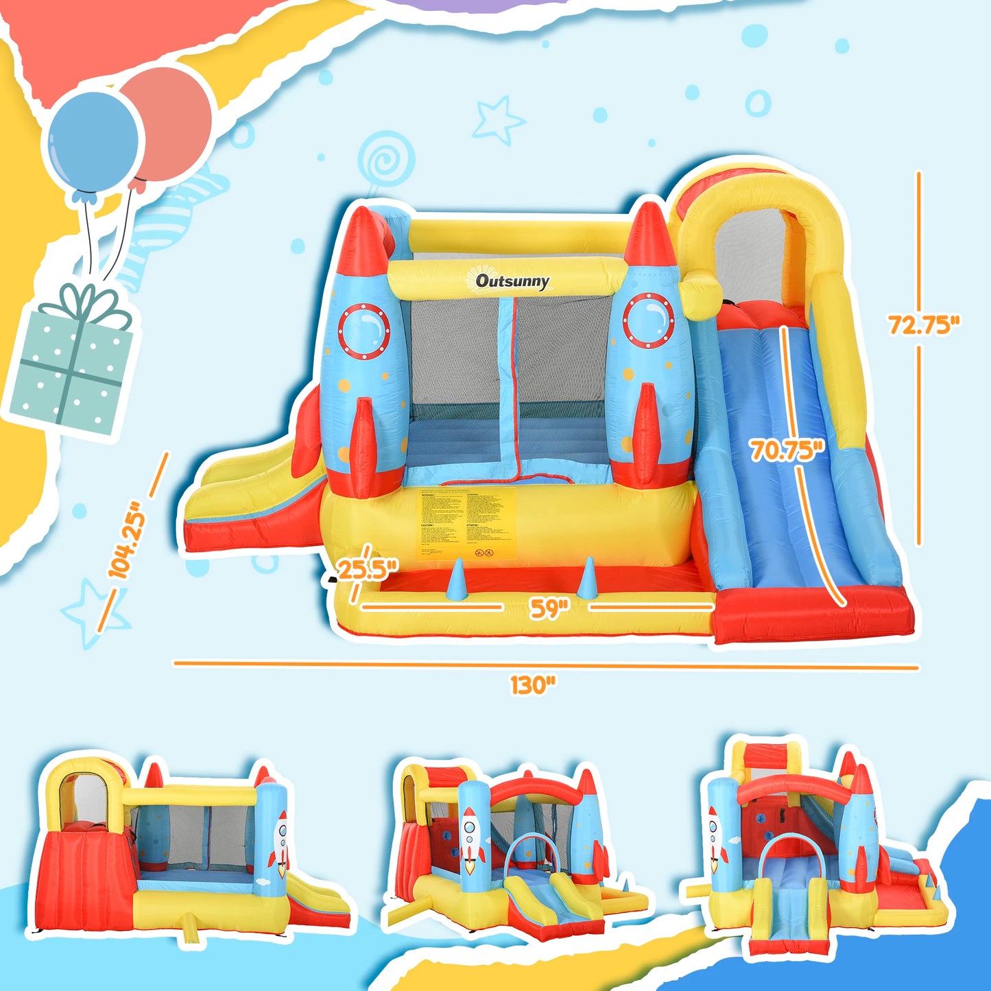 Inflatable Slide Bouncer Combo with ETL Certified Blower, Multifunctional, Easy Setup,Safe Kids Outdoor Play Set