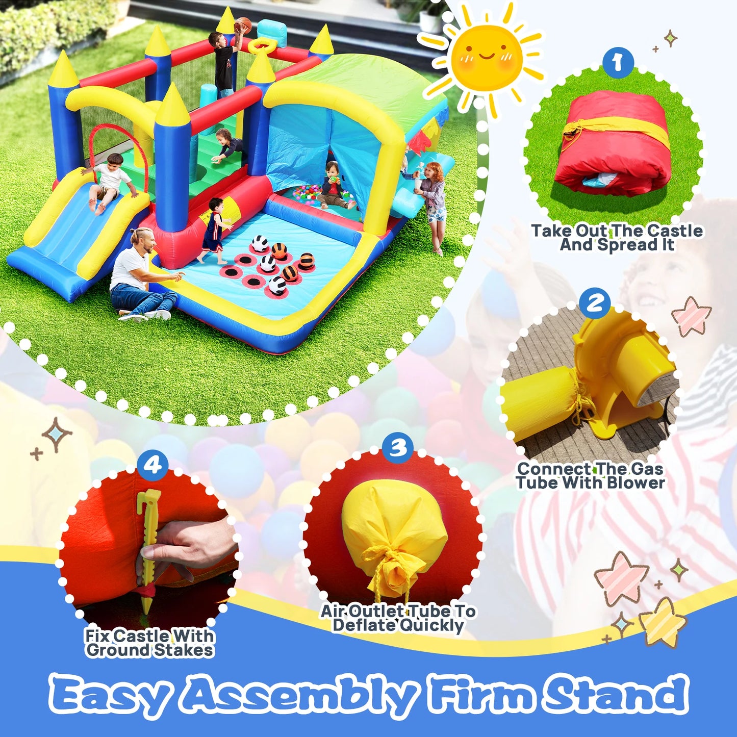Inflatable Slide Bouncer Combo with ETL Certified Blower, Multifunctional, Easy Setup,Safe Kids Outdoor Play Set