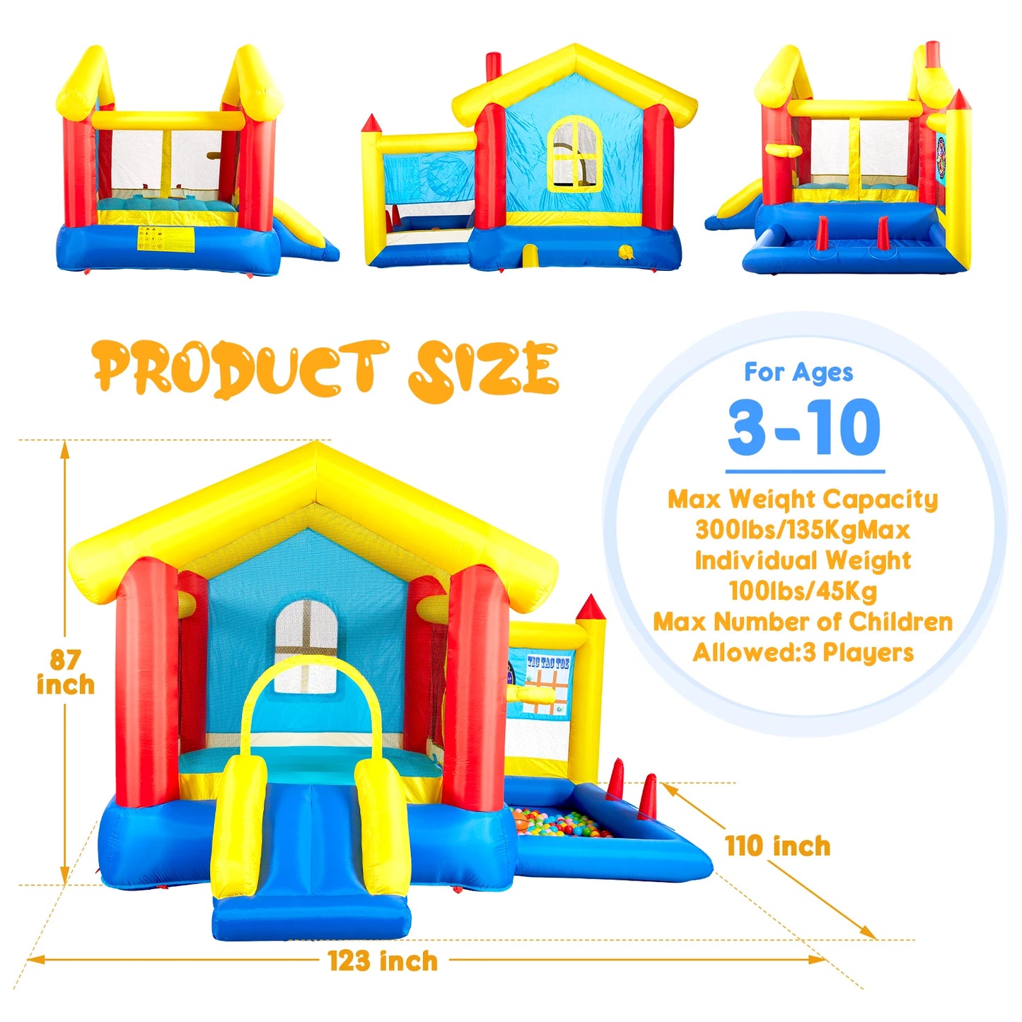 Inflatable Slide Bouncer Combo with ETL Certified Blower, Multifunctional, Easy Setup,Safe Kids Outdoor Play Set