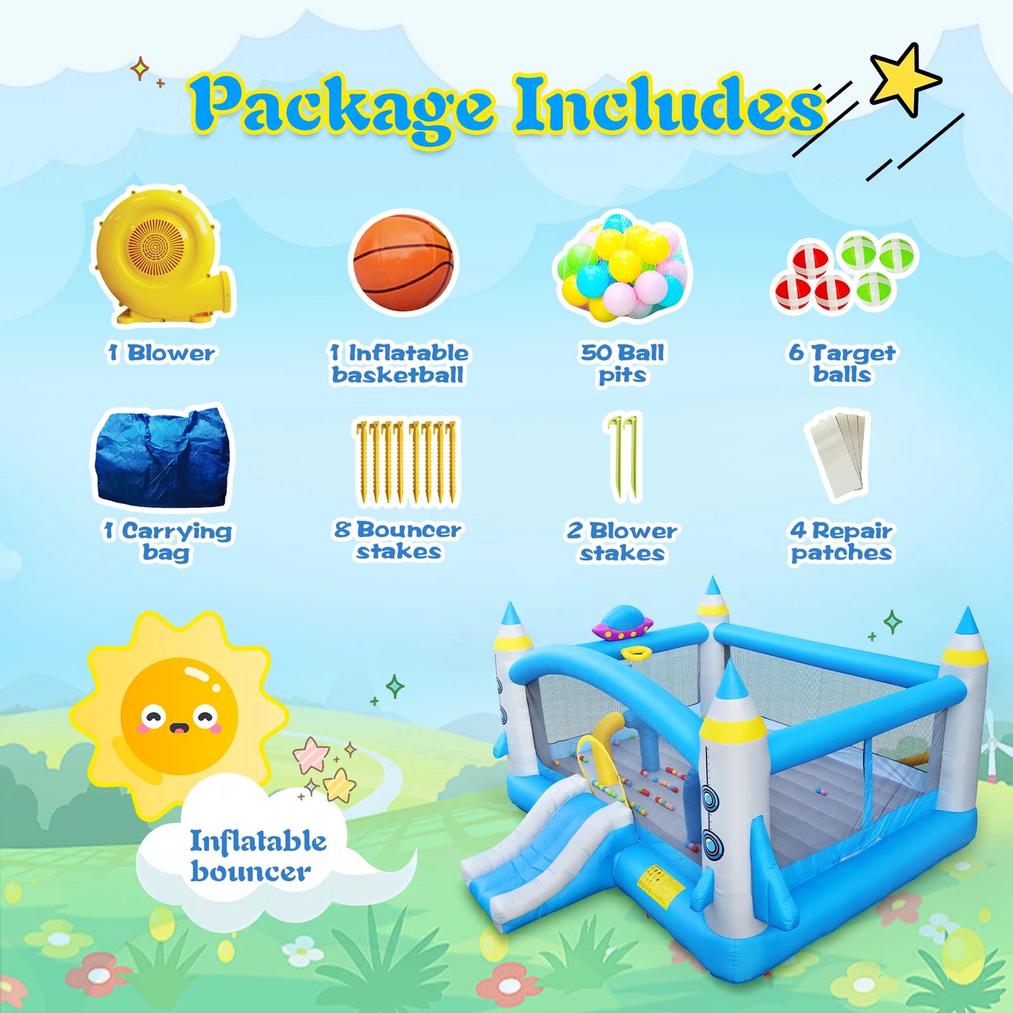 Inflatable Slide Bouncer Combo with ETL Certified Blower, Multifunctional, Easy Setup,Safe Kids Outdoor Play Set
