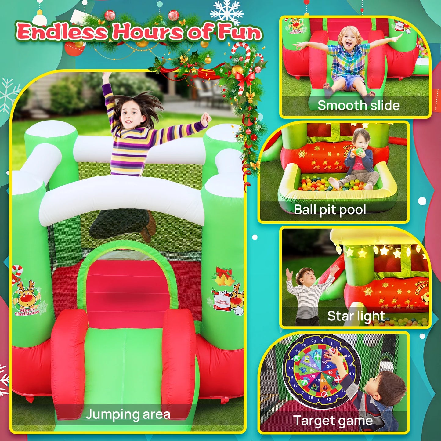 Inflatable Slide Bouncer Combo with ETL Certified Blower, Multifunctional, Easy Setup,Safe Kids Outdoor Play Set
