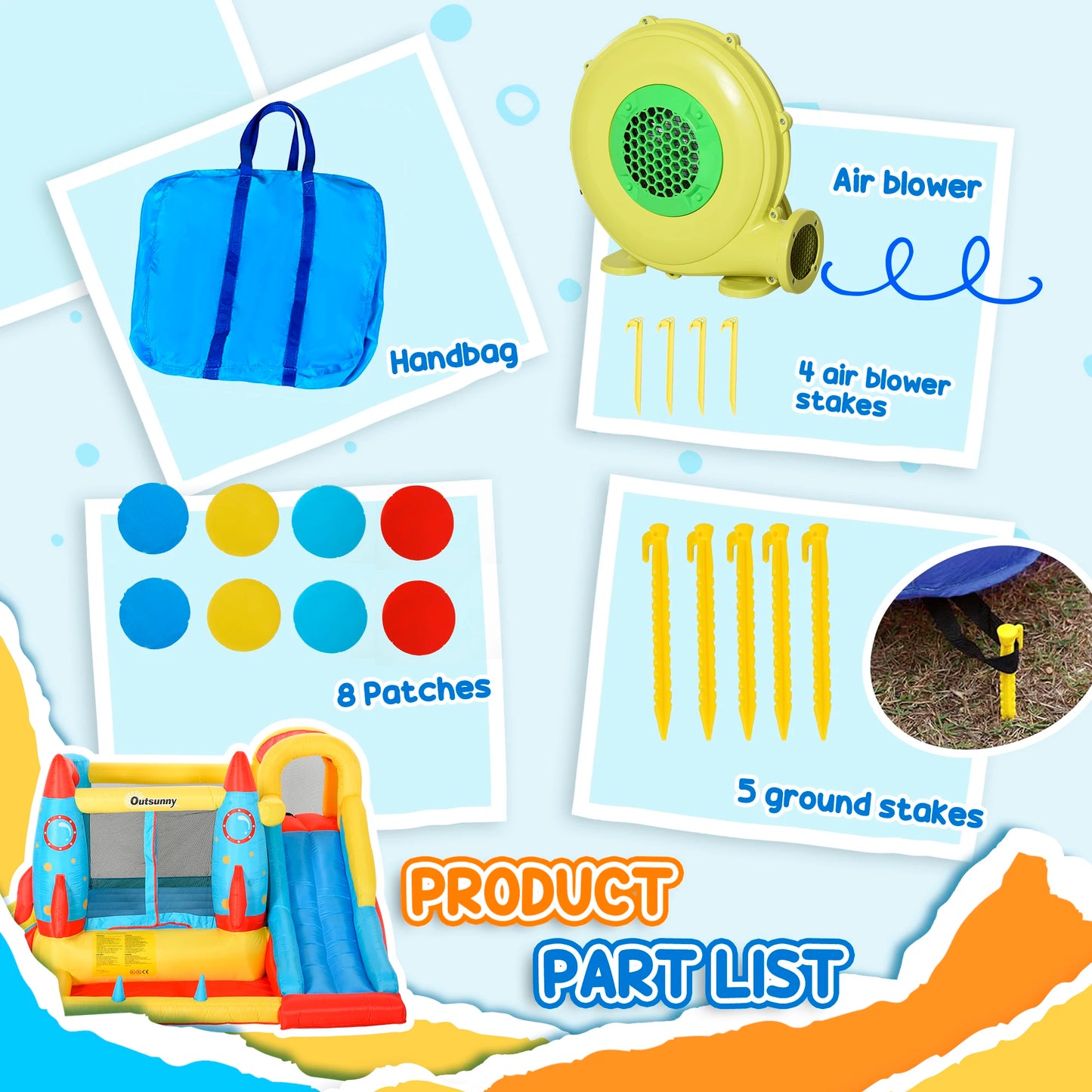 Inflatable Slide Bouncer Combo with ETL Certified Blower, Multifunctional, Easy Setup,Safe Kids Outdoor Play Set