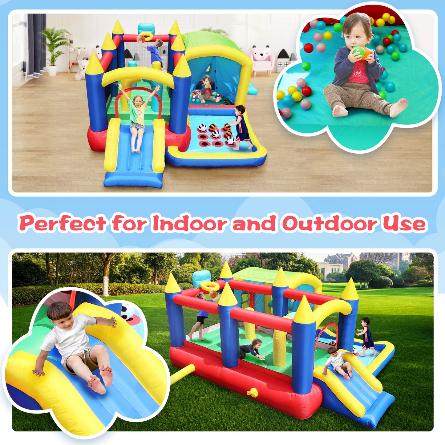 Inflatable Slide Bouncer Combo with ETL Certified Blower, Multifunctional, Easy Setup,Safe Kids Outdoor Play Set