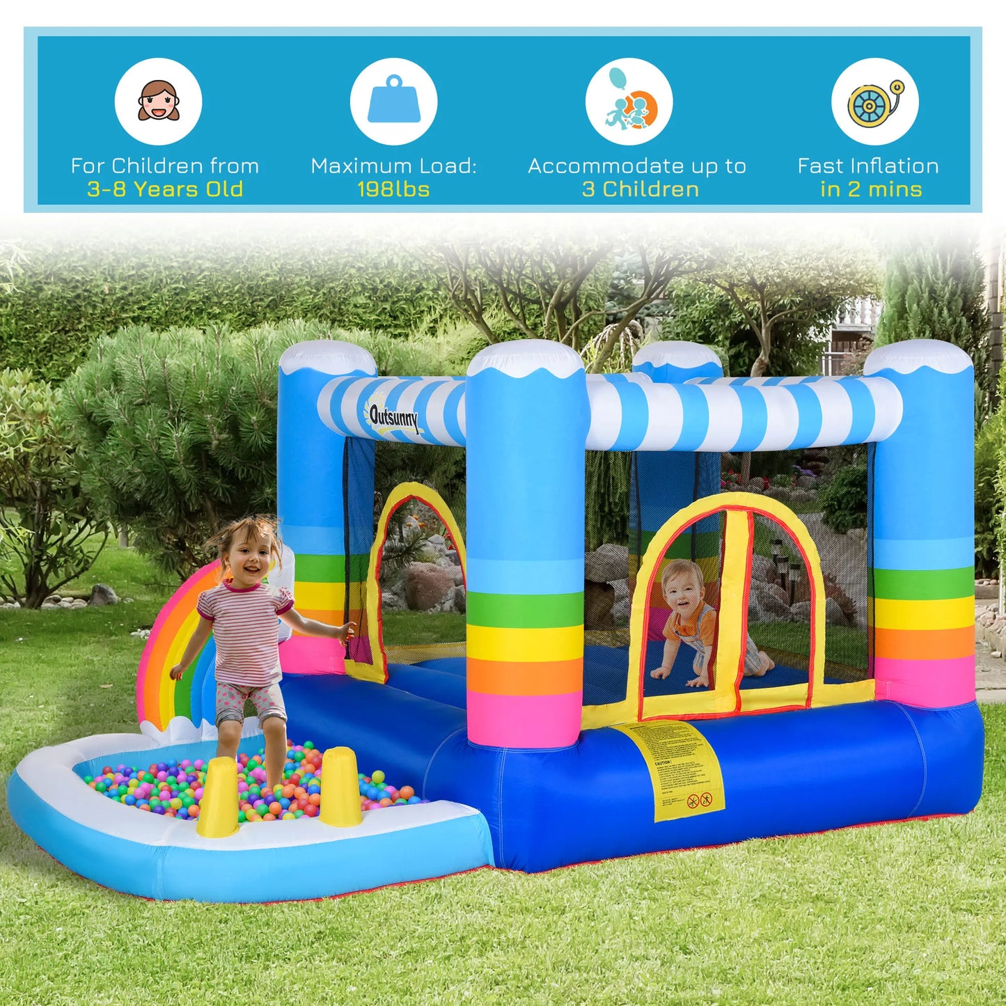 Inflatable Slide Bouncer Combo with ETL Certified Blower, Multifunctional, Easy Setup,Safe Kids Outdoor Play Set