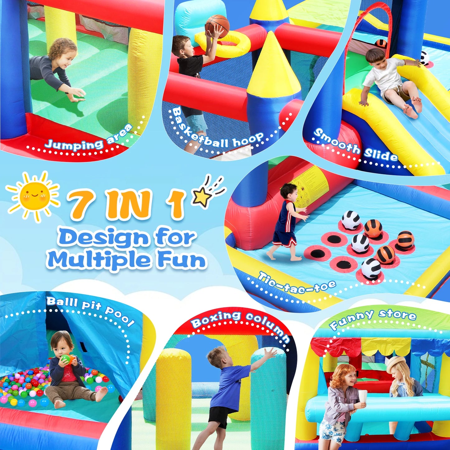 Inflatable Slide Bouncer Combo with ETL Certified Blower, Multifunctional, Easy Setup,Safe Kids Outdoor Play Set