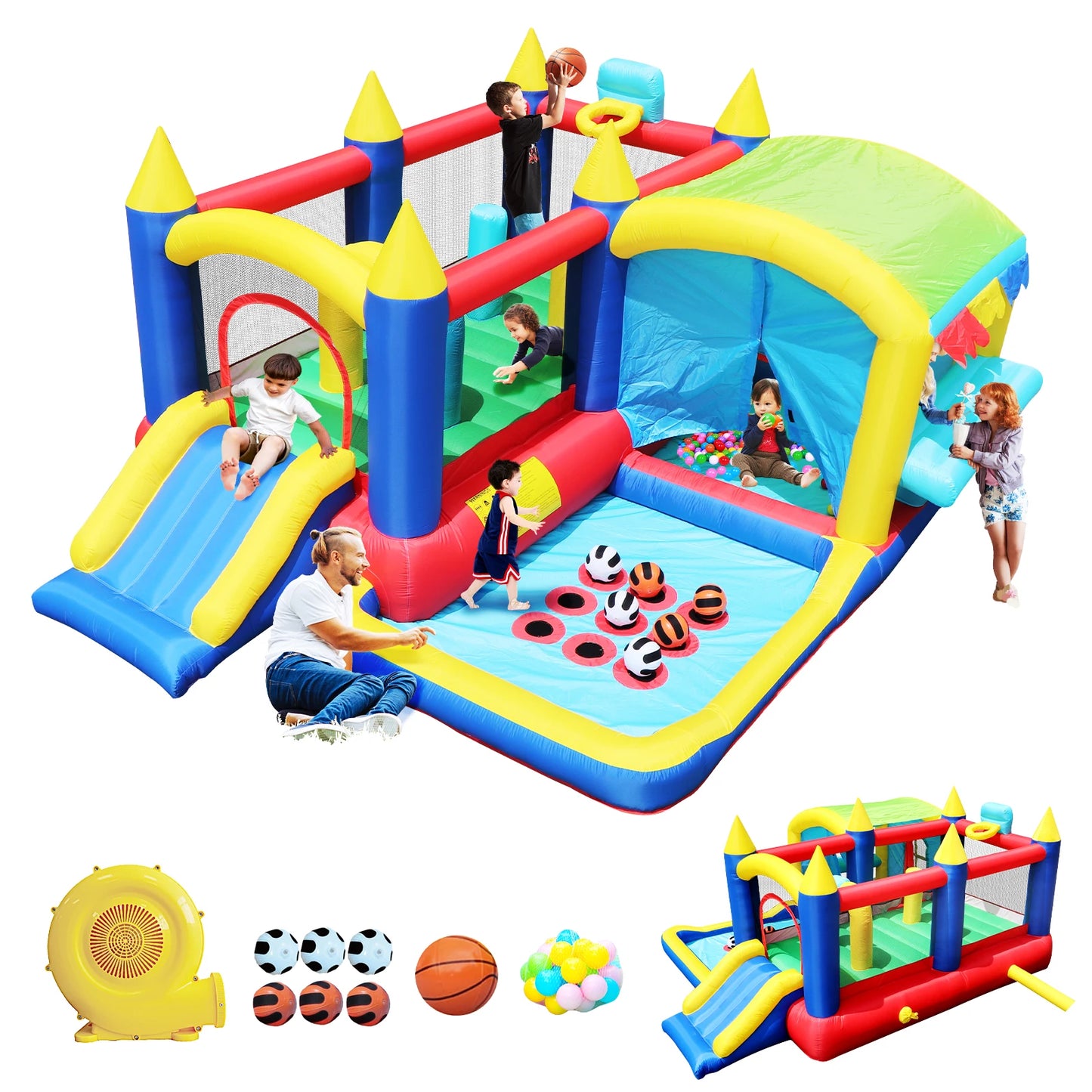 Inflatable Slide Bouncer Combo with ETL Certified Blower, Multifunctional, Easy Setup,Safe Kids Outdoor Play Set