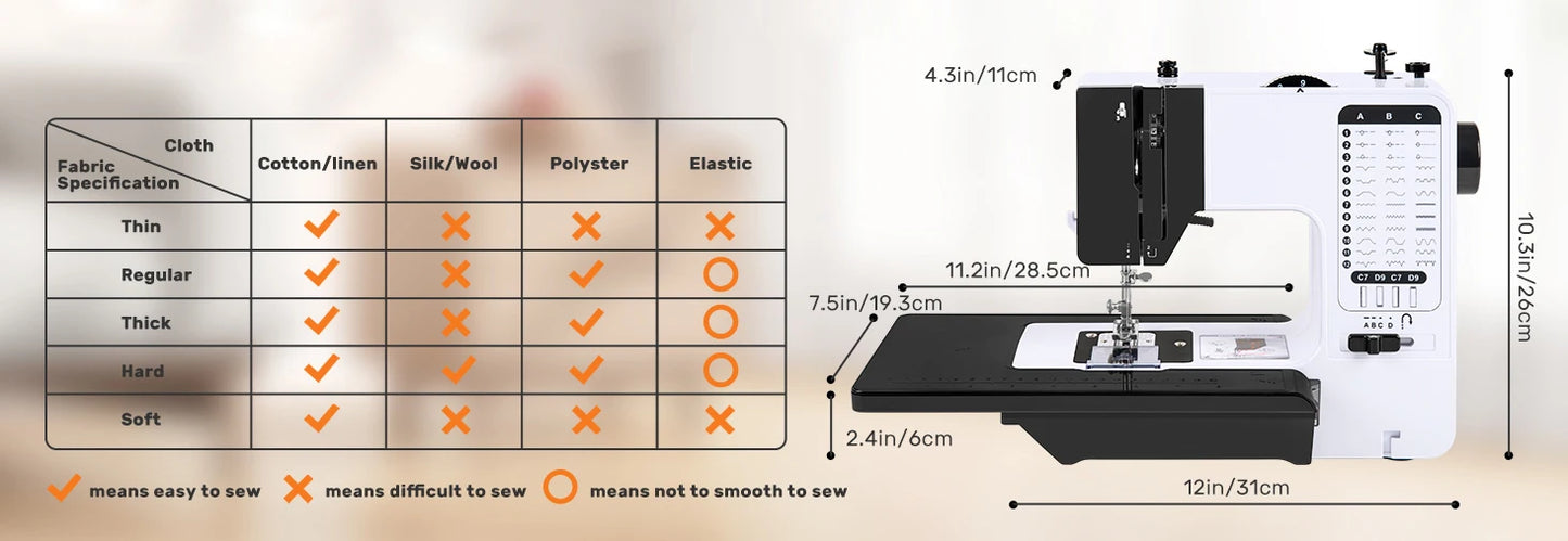 Mini Sewing Machine Portable Replaceable Presser Foot 38 Stitches Overlock Knitting Start Button Electric With Pedal Table