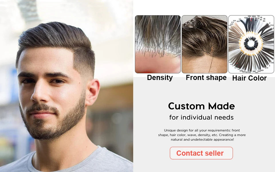 Lace Pu Toupee Hair Men 25mm Curly Wig Human Hair OCT French Lace Male Hair Prosthesis Natural Man Wig Hair System Wig For Men