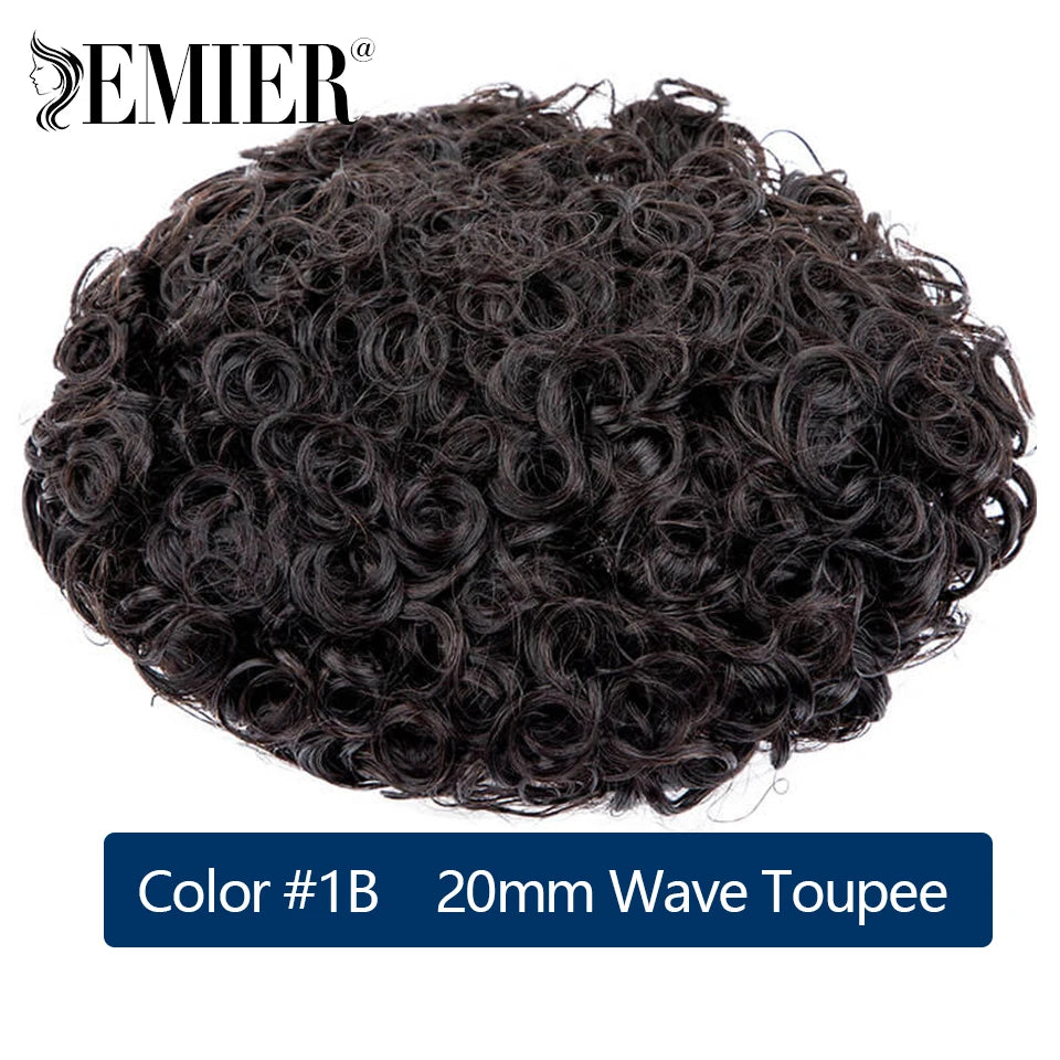 Lace Pu Toupee Hair Men 25mm Curly Wig Human Hair OCT French Lace Male Hair Prosthesis Natural Man Wig Hair System Wig For Men