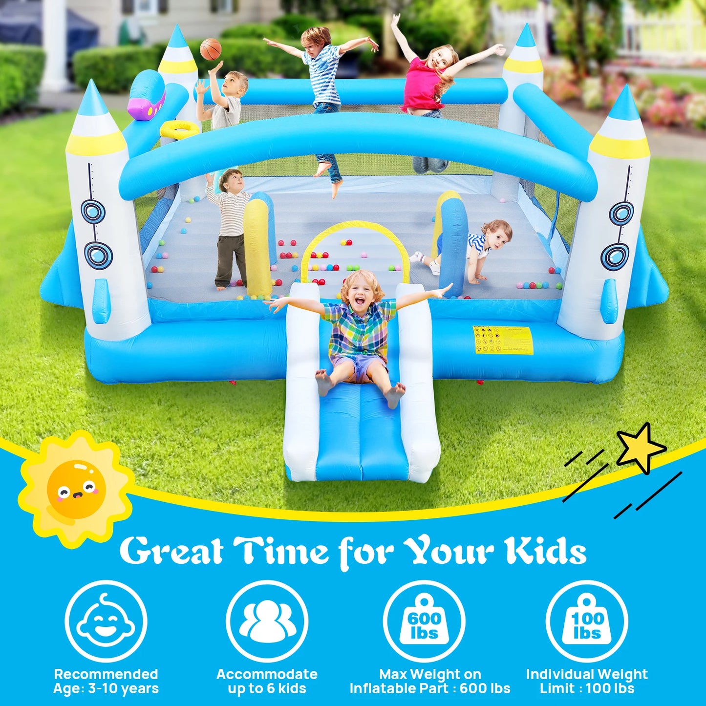 Inflatable Slide Bouncer Combo with ETL Certified Blower, Multifunctional, Easy Setup,Safe Kids Outdoor Play Set