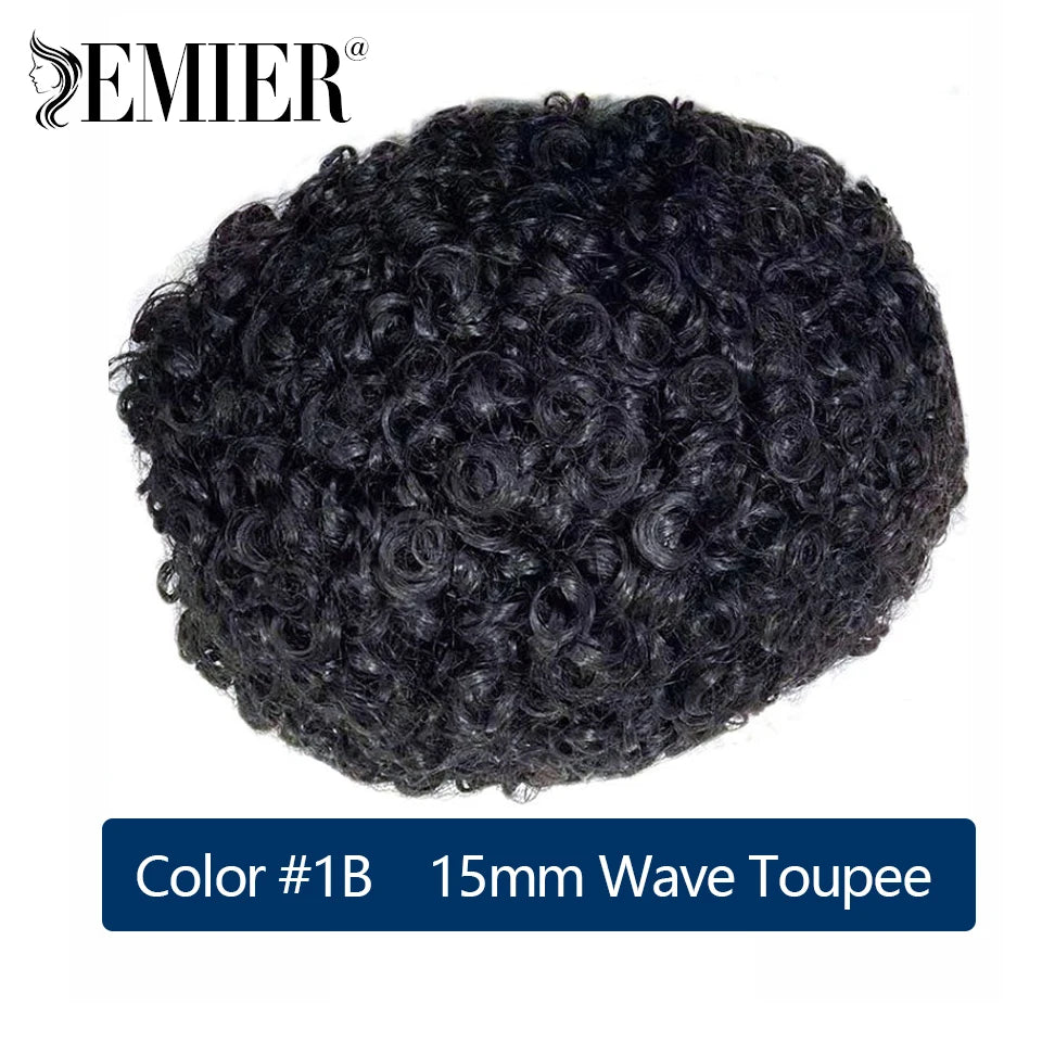 Lace Pu Toupee Hair Men 25mm Curly Wig Human Hair OCT French Lace Male Hair Prosthesis Natural Man Wig Hair System Wig For Men