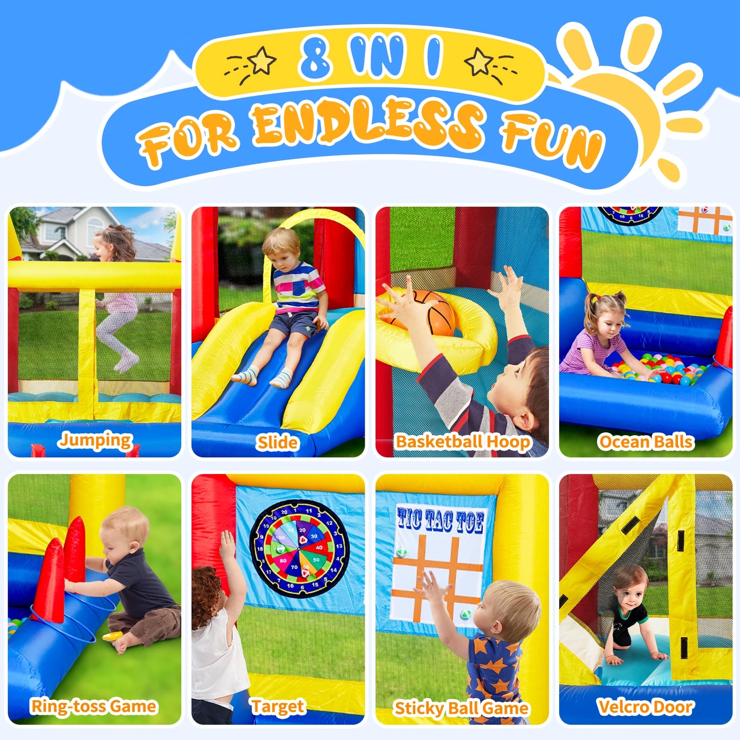 Inflatable Slide Bouncer Combo with ETL Certified Blower, Multifunctional, Easy Setup,Safe Kids Outdoor Play Set