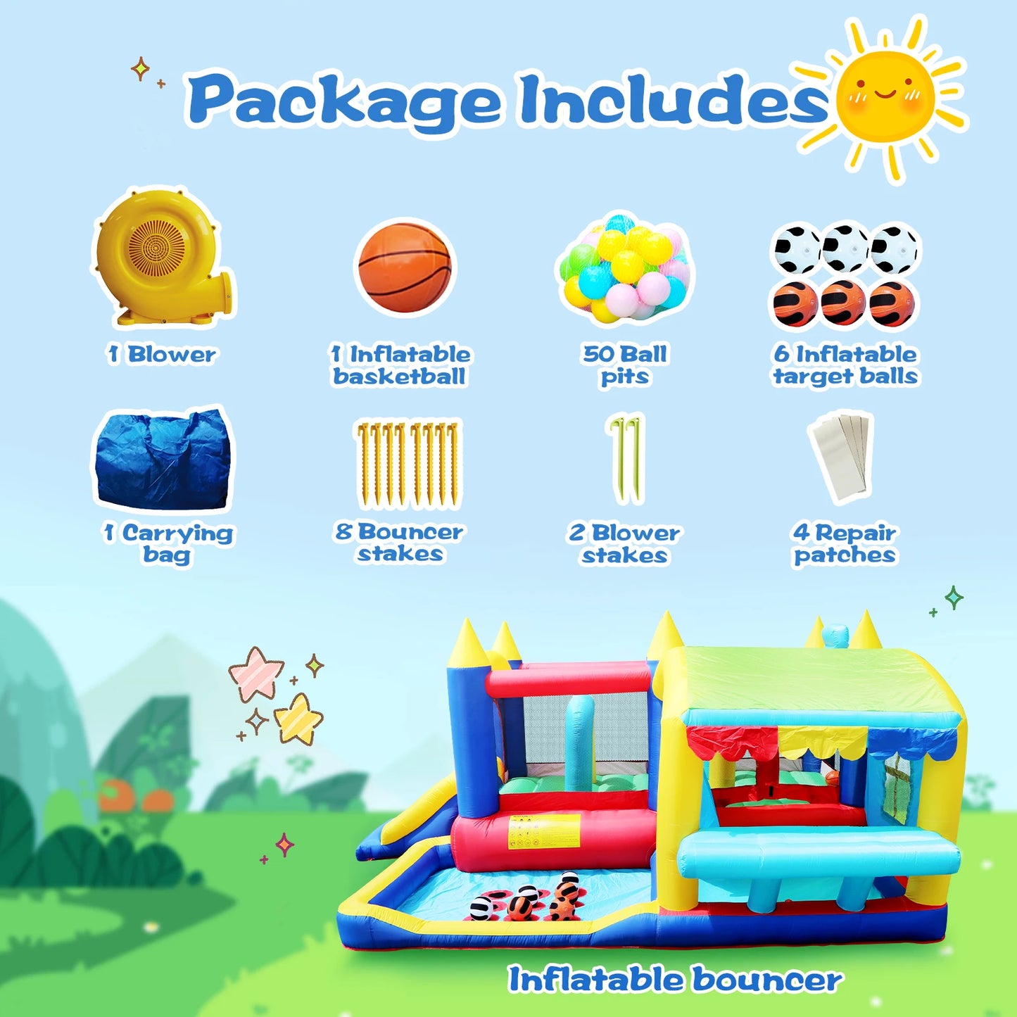 Inflatable Slide Bouncer Combo with ETL Certified Blower, Multifunctional, Easy Setup,Safe Kids Outdoor Play Set