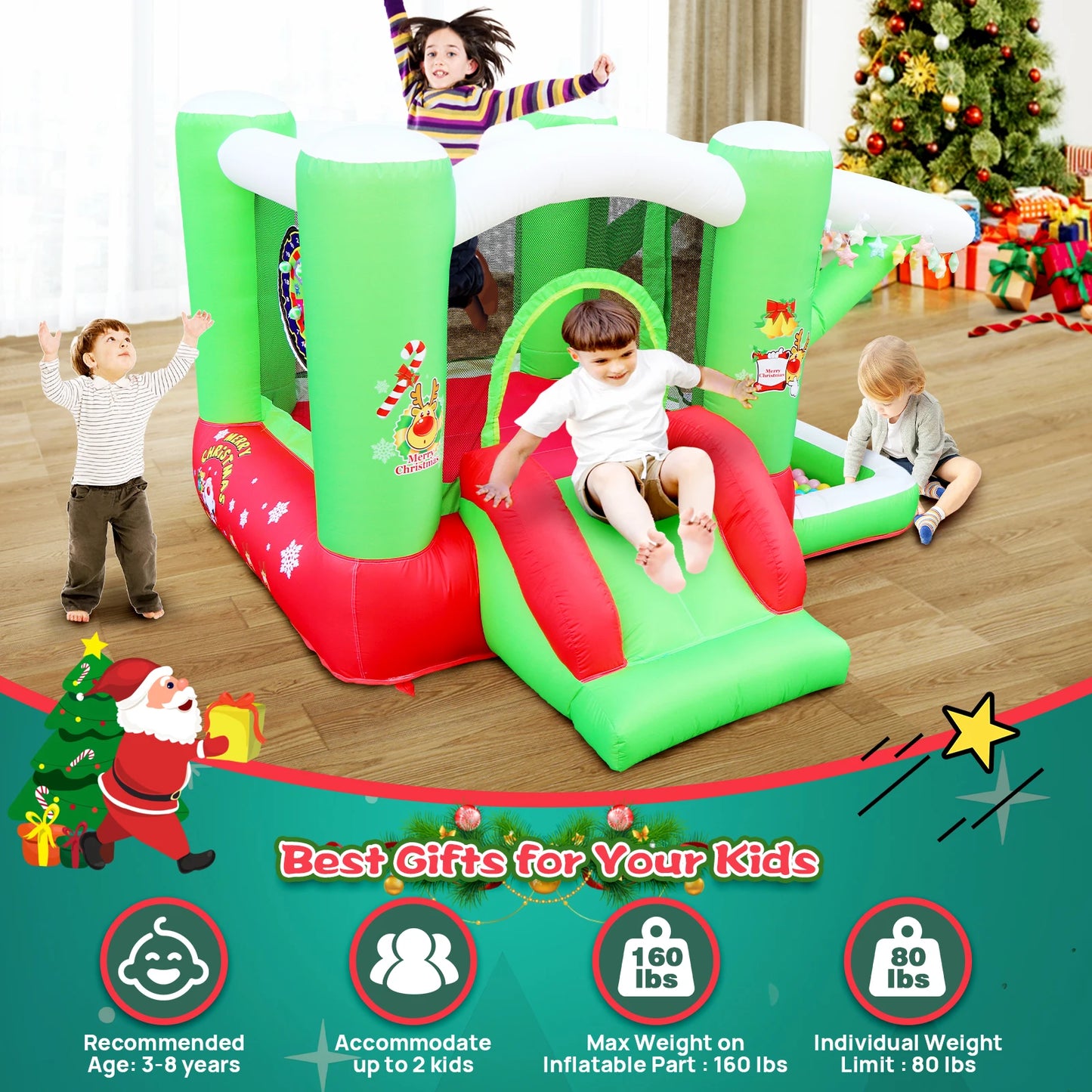 Inflatable Slide Bouncer Combo with ETL Certified Blower, Multifunctional, Easy Setup,Safe Kids Outdoor Play Set