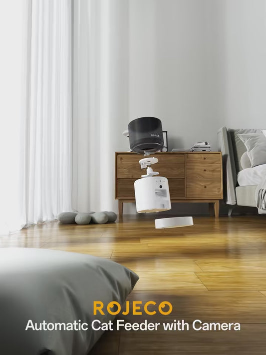 ROJECO Automatic Dog Feeder With Camera Video Pet Food Dispenser Smart APP Remote Control Auto Feeder For Kitten Cat Accessories