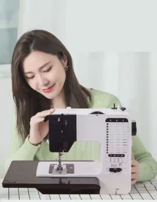 Mini Sewing Machine Portable Replaceable Presser Foot 38 Stitches Overlock Knitting Start Button Electric With Pedal Table